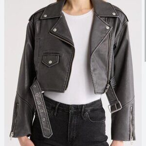 Blank NYC Leather Crop Jacket Large